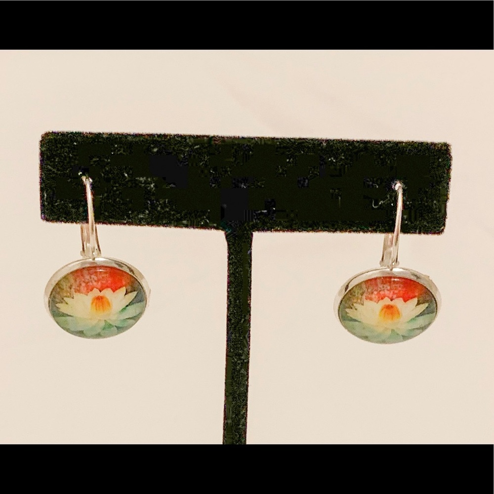 Yellow Flower Circle Earrings